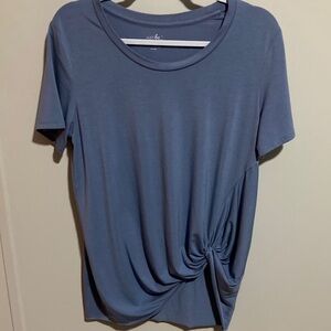 Just Be Women's Blue Short Sleeve Tee with Twist Detail